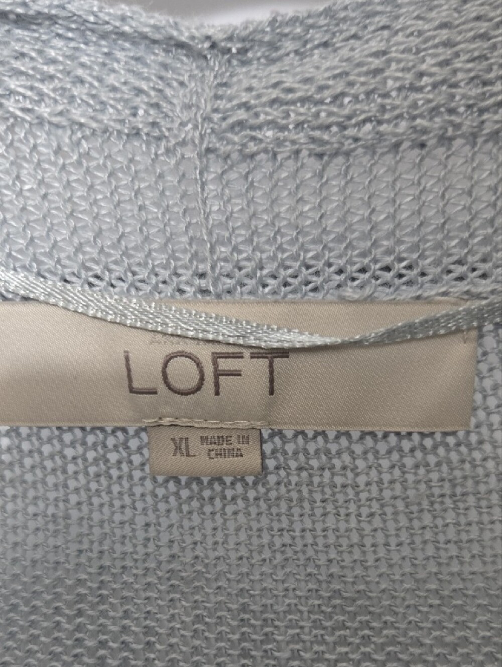 LOFT Pale Blue Open-Front Draped Cardigan Linen Blend Summer Lightweight XL - Picture 2 of 4